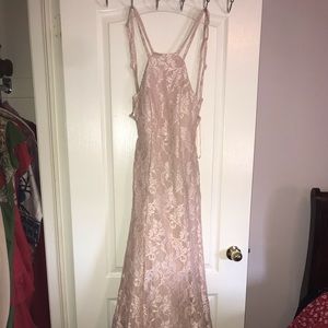 Pink lace prom dress/ evening dress